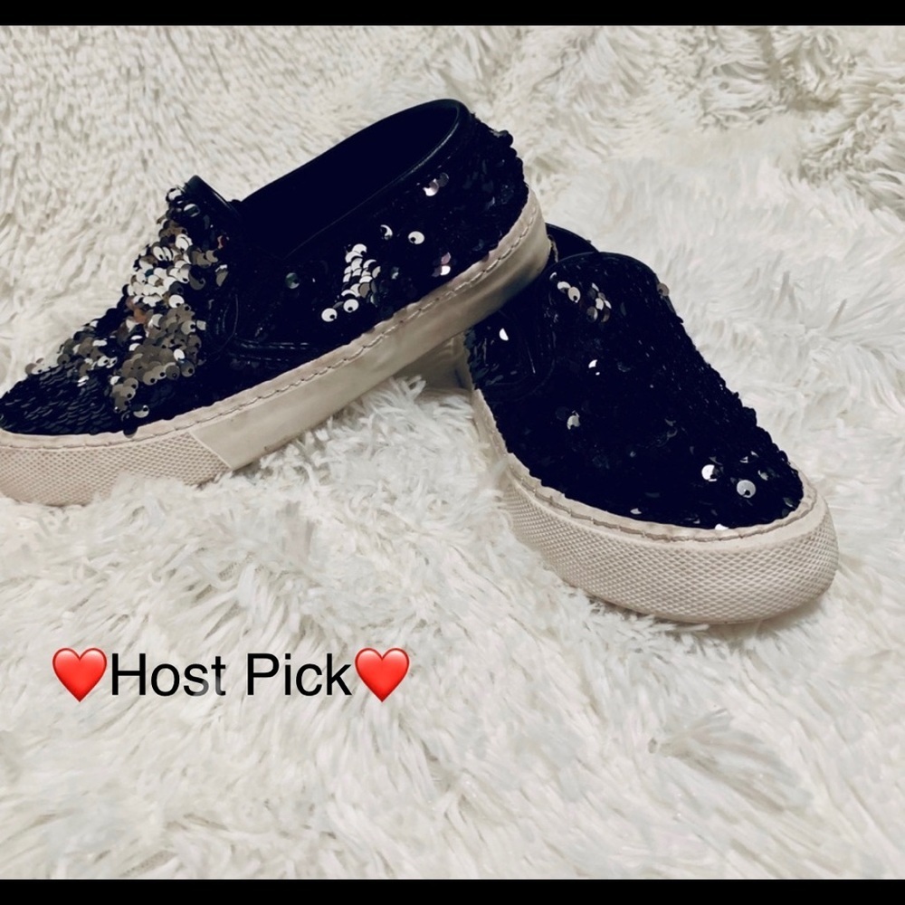 Runway Black & Sliver Fippy Sequin Slip On Kids shoes 13
